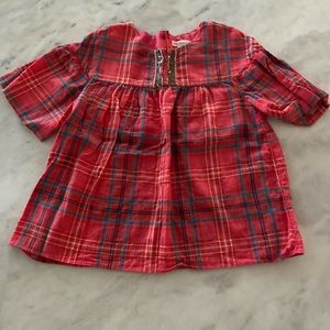 Crewcuts size 8 plaid beaded shirt